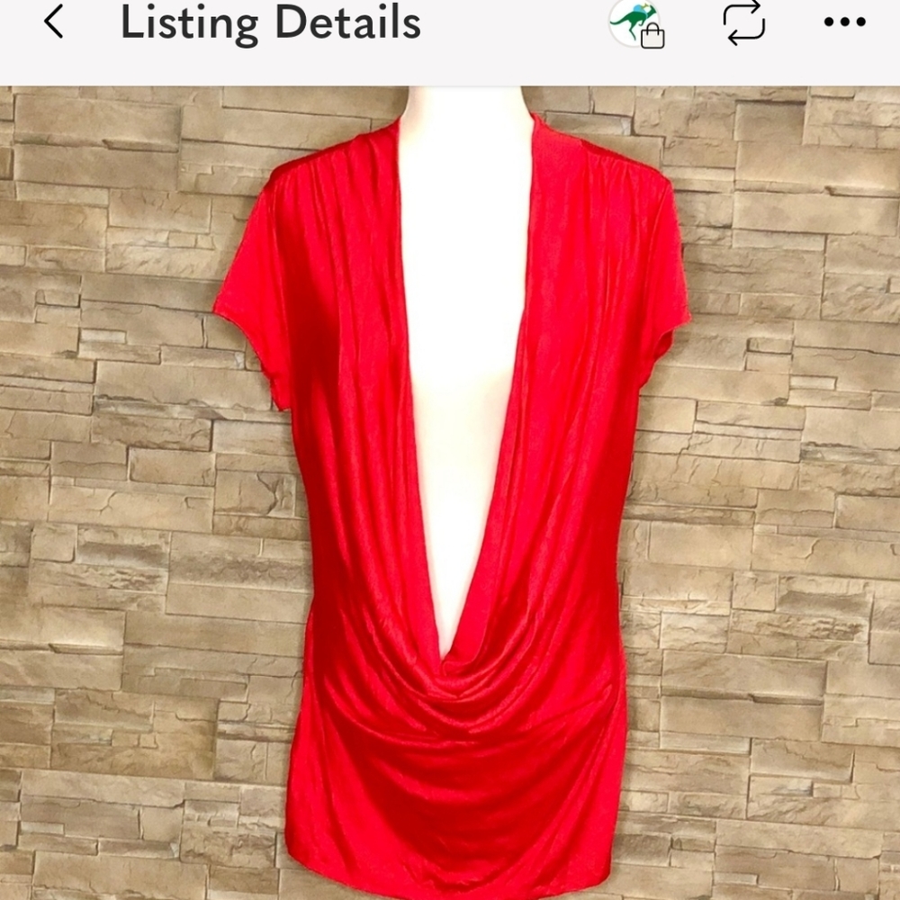 Celeste red deep cowl top